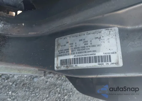 1992 Mazda Protege Lx z USA, uszkodzony, nr VIN JM1BG2262N0508852